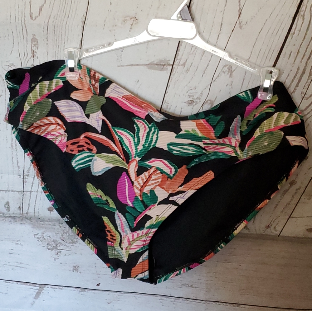 Time and Tru women's high leg Plus bikini bottom Rich Black 2X